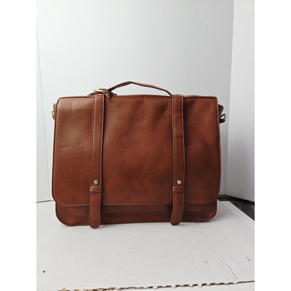 Ecosusi Brown Tan‎ Cognac Leather Crossbody Satchel Purse Messenger Bag w/ tag - Picture 4 of 7